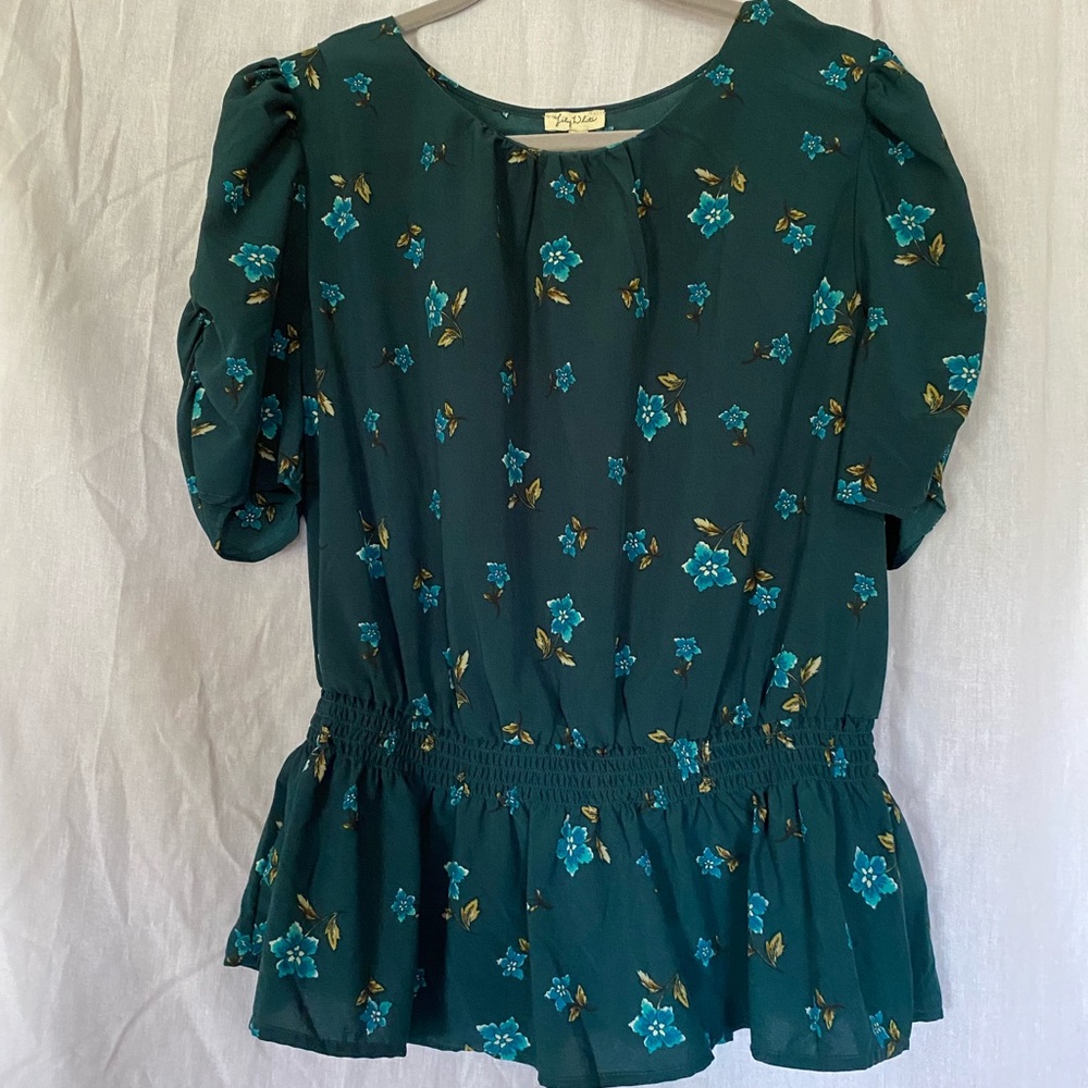 Francesca’s Dark Teal Floral Top